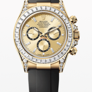 Rolex Oysterflex Daytona Champagne Dial with Baguette Markers and Bezel 40mm Yellow Gold