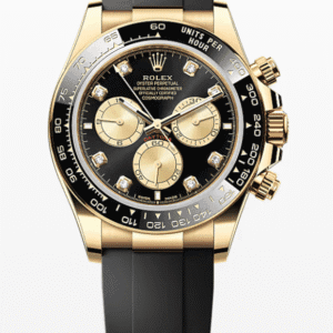 Rolex Oysterflex Daytona Black Dial with Diamond Markers 40mm Yellow Gold