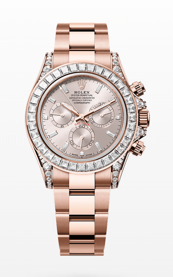 Rolex Daytona Sundust Dial with Baguette Markers and Bezel 40mm Full Everose Gold