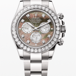 Rolex Daytona Black Mother of Pearl Dial with Diamond Markers and Bezel Dial 40mm Full White Gold