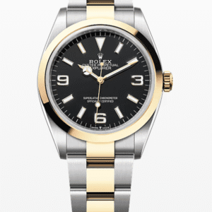 Rolex Explorer Black Dial 36mm Two-Tone Yellow Gold and Stainless Steel