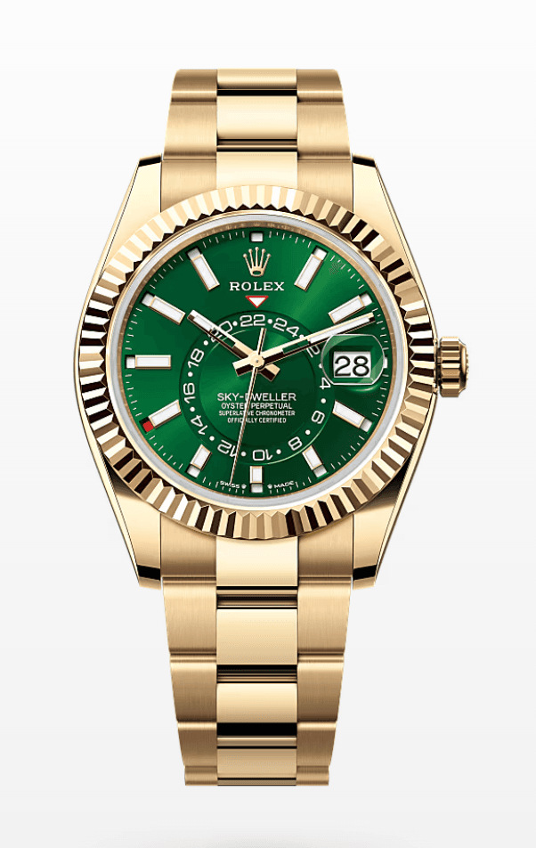 Rolex Oysterflex Sky-Dweller Green Dial 42mm Oyster Bracelet Full Yellow Gold