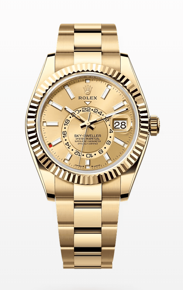 Rolex Oysterflex Sky-Dweller Champagne Dial 42mm Oyster Bracelet Full Yellow Gold
