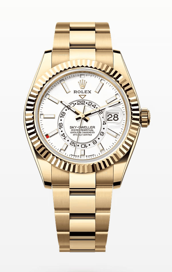 Rolex Oysterflex Sky-Dweller White Dial 42mm Oyster Bracelet Full Yellow Gold