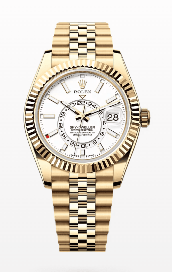 Rolex Oysterflex Sky-Dweller White Dial 42mm Jubilee Bracelet Full Yellow Gold