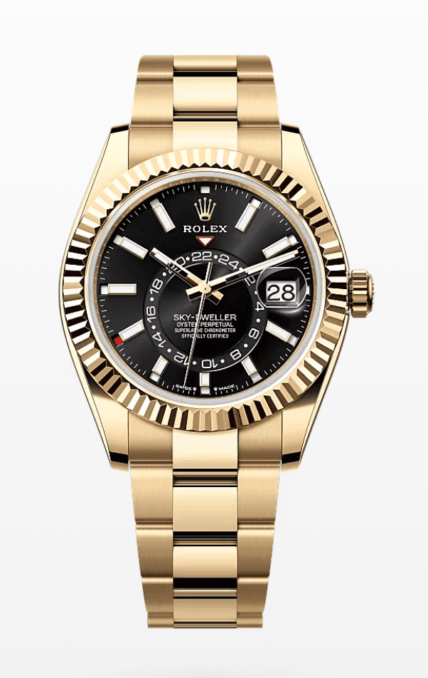 Rolex Oysterflex Sky-Dweller Black Dial 42mm Oyster Bracelet Full Yellow Gold