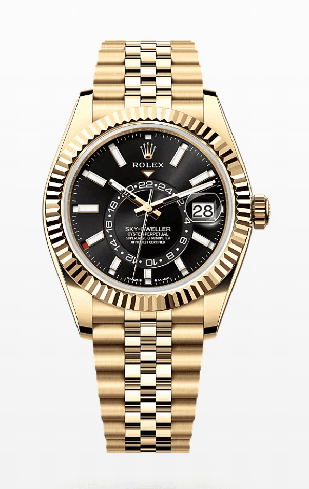 Rolex Oysterflex Sky-Dweller Black Dial 42mm Jubilee Bracelet Full Yellow Gold