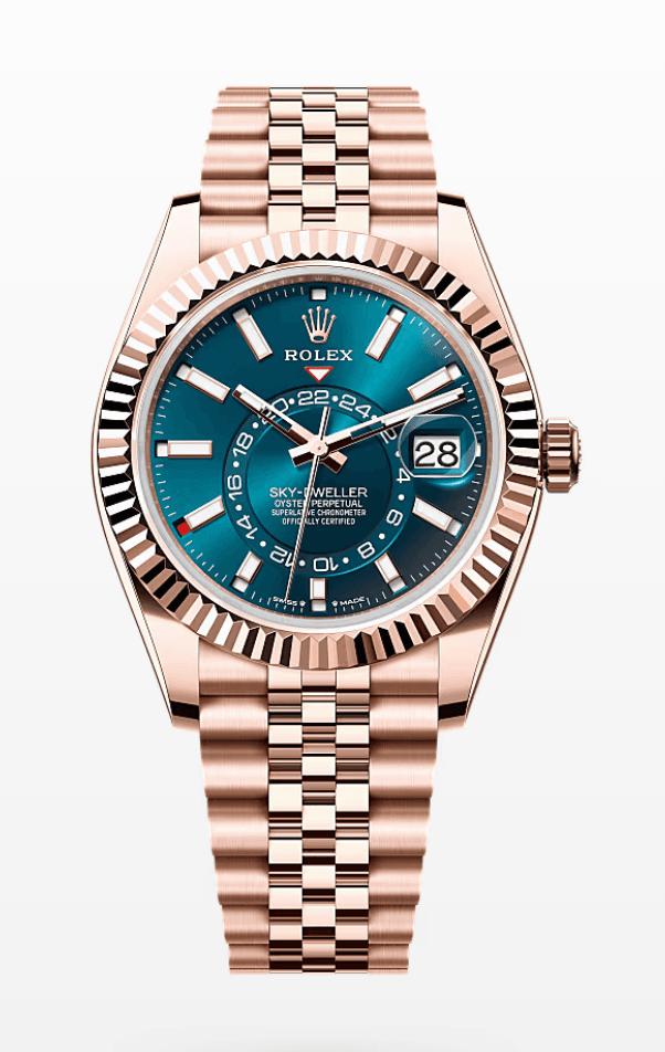 Rolex Oysterflex Sky-Dweller Blue Dial 42mm Jubilee Bracelet Full Everose Gold