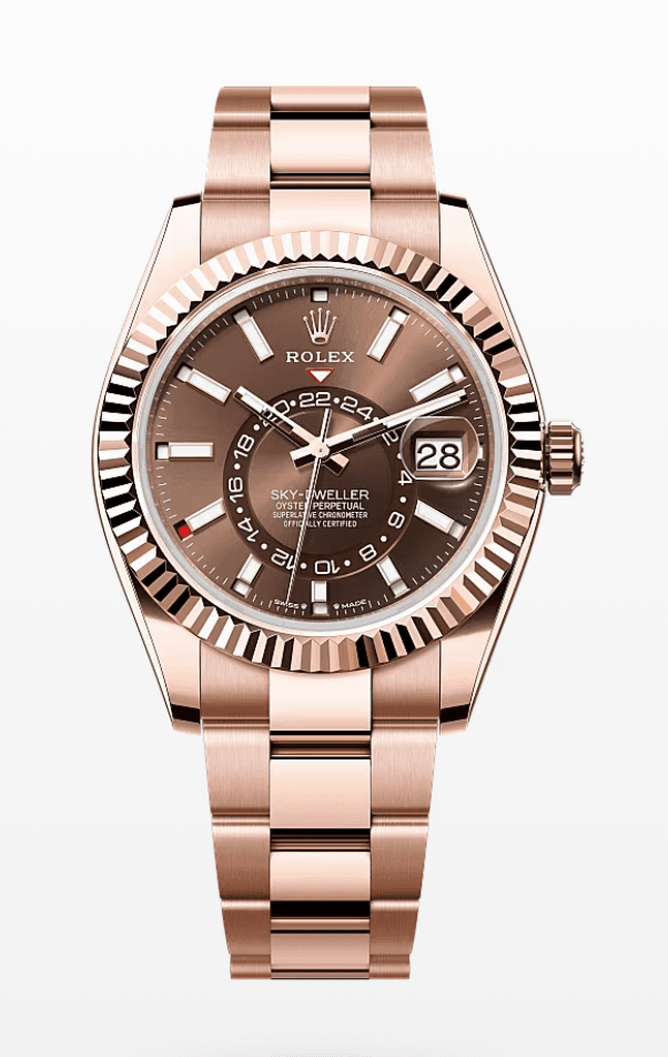 Rolex Oysterflex Sky-Dweller Chocolate Dial 42mm Oyster Bracelet Full Everose Gold