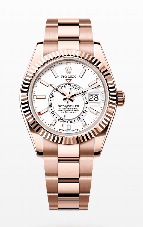 Rolex Oysterflex Sky-Dweller White Dial 42mm Oyster Bracelet Full Everose Gold
