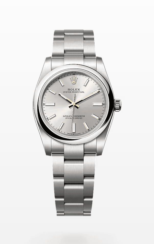 Rolex Oyster Perpetual Silver Dial 34mm Stainless Steel