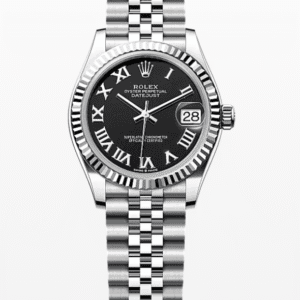 Rolex Datejust Black Roman Dial Fluted Bezel Jubilee Bracelet 31mm Stainless Steel