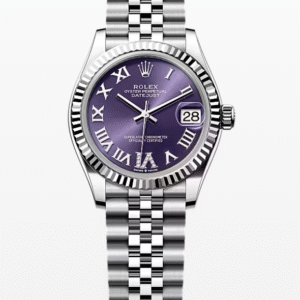 Rolex Datejust Purple Dial with Diamond Roman Numeral Fluted Bezel Jubilee Bracelet 31mm Stainless Steel