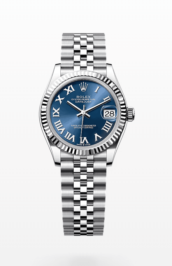 Rolex Datejust Blue Roman Dial Fluted Bezel Jubilee Bracelet 31mm Stainless Steel