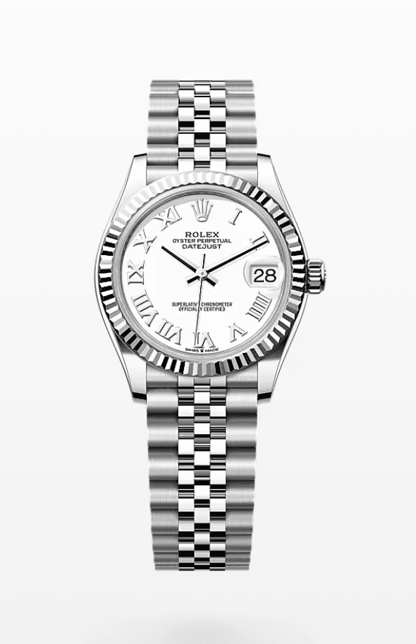 Rolex Datejust White Roman Dial Fluted Bezel Jubilee Bracelet 31mm Stainless Steel