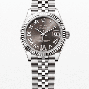 Rolex Datejust Dark Grey Dial with Diamond Roman Numeral Fluted Bezel Jubilee Bracelet 31mm Stainless Steel