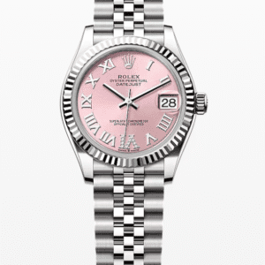Rolex Datejust Pink Dial with Diamond Roman Numeral Fluted Bezel Jubilee Bracelet 31mm Stainless Steel