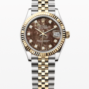 Rolex Datejust Dark Mother of Pearl Dial with Diamond Markers Fluted Bezel Jubilee Bracelet 31mm Two-Tone Yellow Gold and Stainless Steel