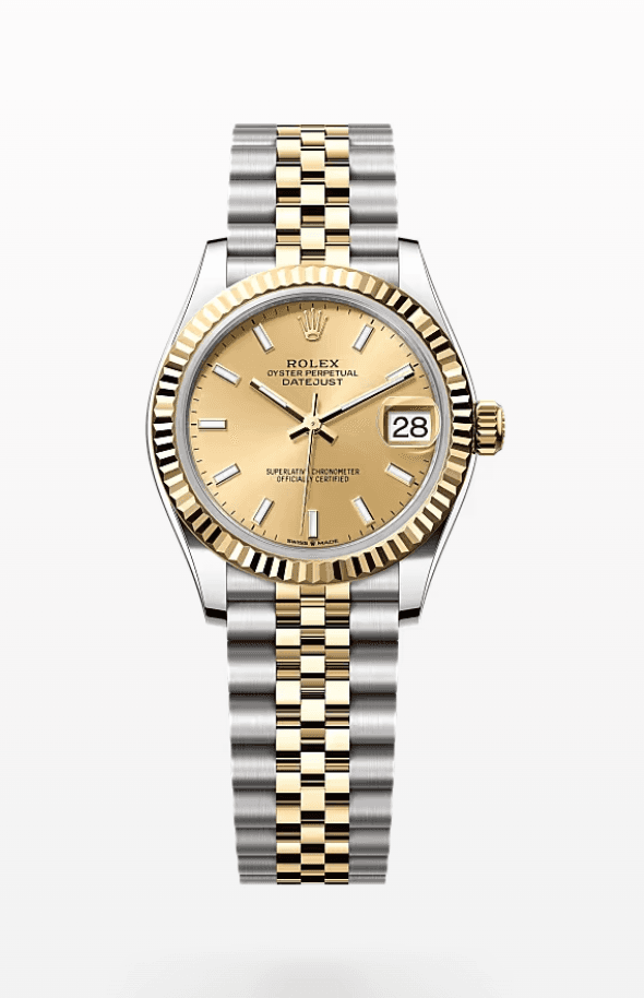 Rolex Datejust Champagne Dial Fluted Bezel Jubilee Bracelet 31mm Two-Tone Yellow Gold and Stainless Steel