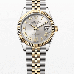 Rolex Datejust Silver Dial with Diamond Roman Numeral Fluted Bezel Jubilee Bracelet 31mm Two-Tone Yellow Gold and Stainless Steel