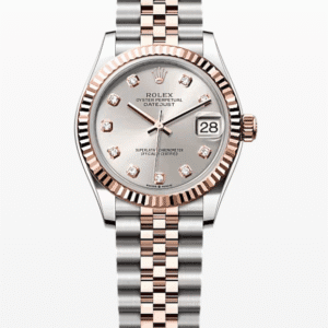 Rolex Datejust Silver Dial with Diamond Markers Fluted Bezel Jubilee Bracelet 31mm Two-Tone Everose Gold and Stainless Steel