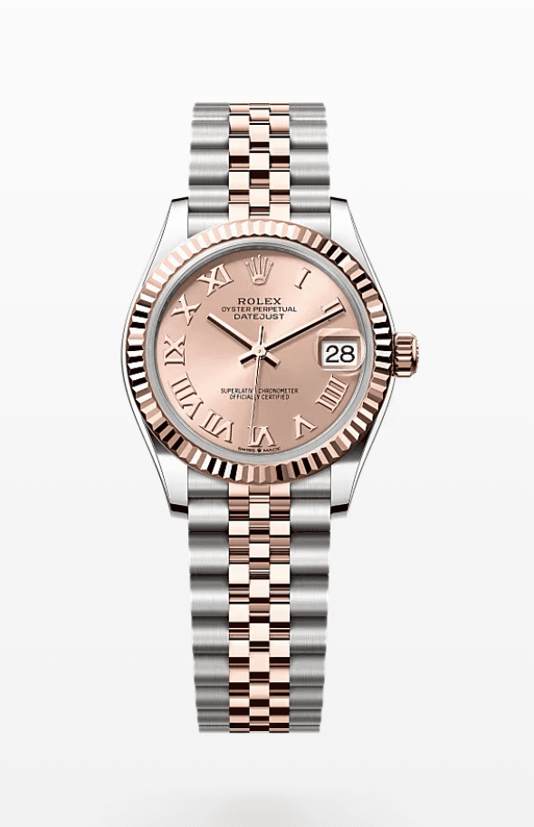 Rolex Datejust Pink Roman Dial Fluted Bezel Jubilee Bracelet 31mm Two-Tone Everose Gold and Stainless Steel