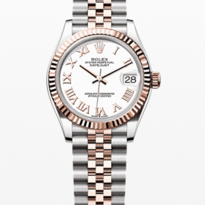 Rolex Datejust White Roman Dial Fluted Bezel Jubilee Bracelet 31mm Two-Tone Everose Gold and Stainless Steel
