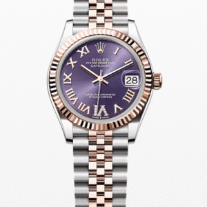 Rolex Datejust Purple Dial with Diamond Roman Numeral Fluted Bezel Jubilee Bracelet 31mm Two-Tone Everose Gold and Stainless Steel