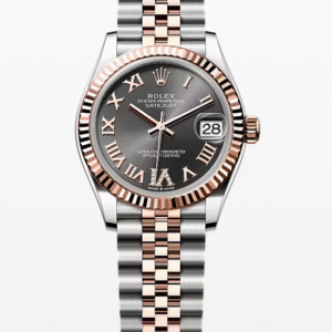 Rolex Datejust Grey Dial with Diamond Roman Numeral Fluted Bezel Jubilee Bracelet 31mm Two-Tone Everose Gold and Stainless Steel