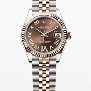 Rolex Datejust Chocolate Dial with Diamond Roman Numeral Fluted Bezel Jubilee Bracelet 31mm Two-Tone Everose Gold and Stainless Steel