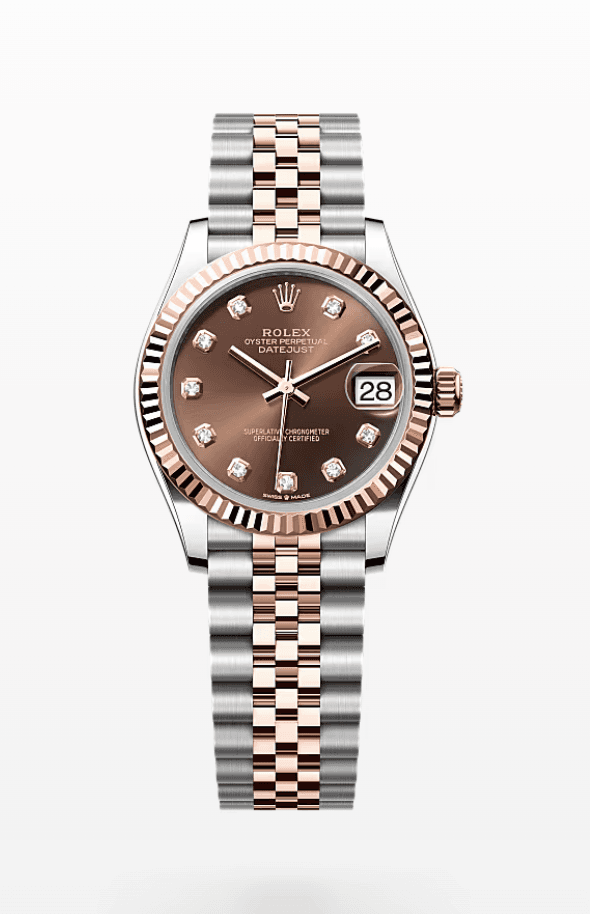 Rolex Datejust Chocolate Dial with Diamond Markers Fluted Bezel Jubilee Bracelet 31mm Two-Tone Everose Gold and Stainless Steel