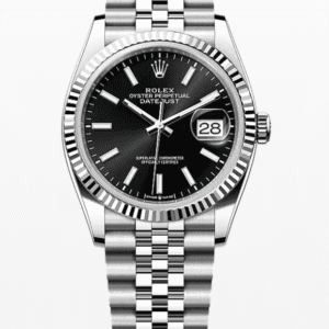 Rolex Datejust Black Dial Fluted Bezel Jubilee Bracelet 36mm Stainless Steel