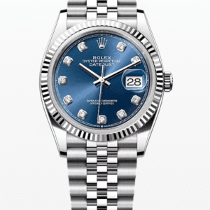 Rolex Datejust Blue Dial with Diamond Markers Fluted Bezel Jubilee Bracelet 36mm Stainless Steel