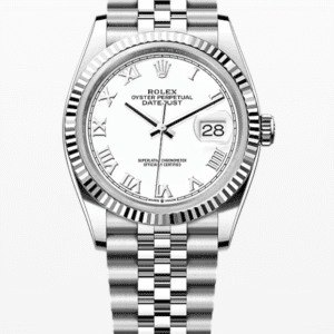 Rolex Datejust White Roman Dial Fluted Bezel Jubilee Bracelet 36mm Stainless Steel
