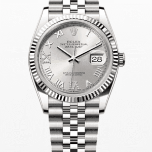 Rolex Datejust Silver Dial with Diamond Roman Numerals Fluted Bezel Jubilee Bracelet 36mm Stainless Steel