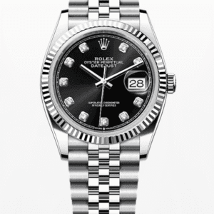 Rolex Datejust Black Dial with Diamond Markers Fluted Bezel Jubilee Bracelet 36mm Stainless Steel