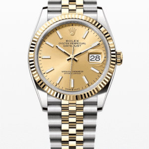 Rolex Datejust Champagne Dial Fluted Bezel Jubilee Bracelet 36mm Two-Tone Yellow Gold and Stainless Steel