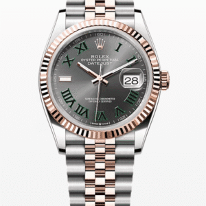 Rolex Datejust Wimbledon Dial Fluted Bezel Jubilee Bracelet 36mm Two-Tone Everose Gold and Stainless Steel