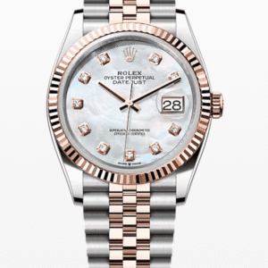Rolex Datejust Mother of Pearl Dial with Diamond Markers Fluted Bezel Jubilee Bracelet 36mm Two-Tone Everose Gold and Stainless Steel