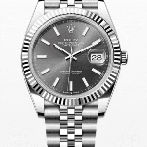 Rolex Datejust Grey Dial Fluted Bezel Jubilee Bracelet 41mm Stainless Steel