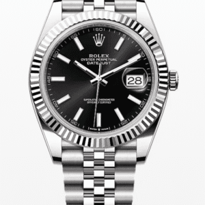 Rolex Datejust Black Dial Fluted Bezel Jubilee Bracelet 41mm Stainless Steel
