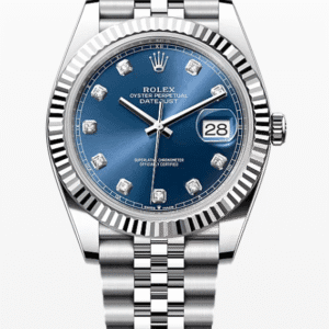 Rolex Datejust Blue Dial with Diamond Markers Fluted Bezel Jubilee Bracelet 41mm Stainless Steel