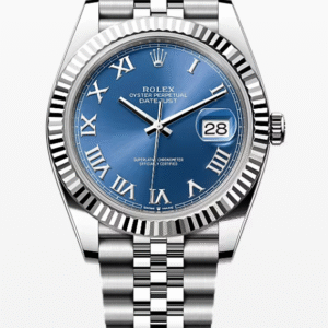 Rolex Datejust Blue Roman Dial Fluted Bezel Jubilee Bracelet 41mm Stainless Steel
