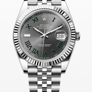 Rolex Datejust Wimbledon Dial Fluted Bezel Jubilee Bracelet 41mm Stainless Steel