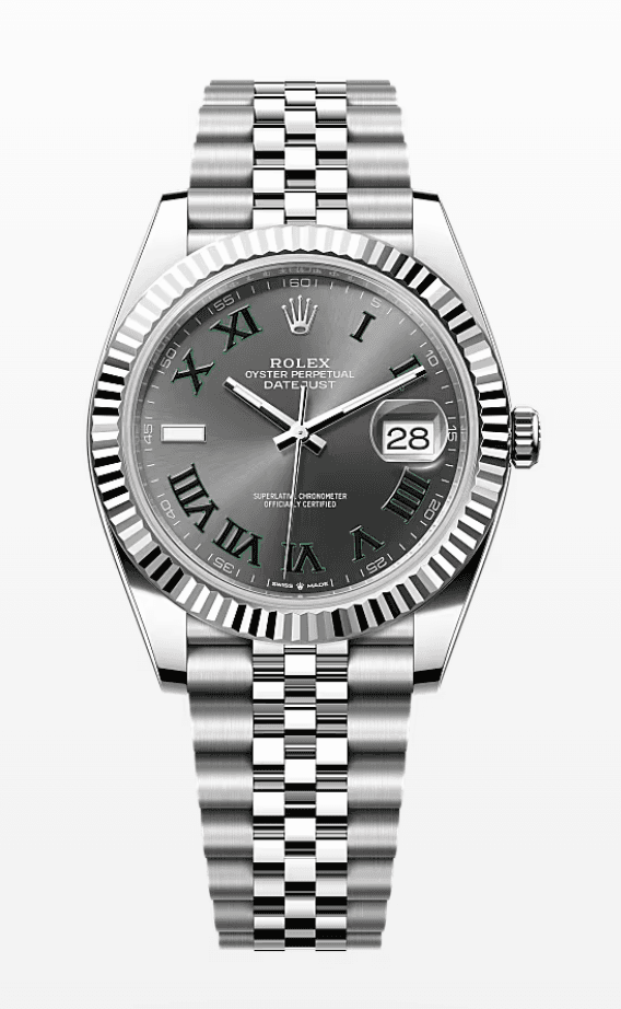 Rolex Datejust Wimbledon Dial Fluted Bezel Jubilee Bracelet 41mm Stainless Steel