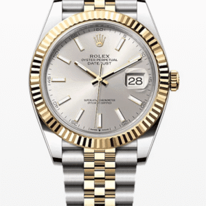 Rolex Datejust Silver Dial Fluted Bezel Jubilee Bracelet 41mm Two-Tone Yellow Gold and Stainless Steel