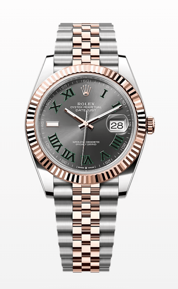 Rolex Datejust Wimbledon Dial Fluted Bezel Jubilee Bracelet 41mm Two-Tone Everose Gold and Stainless Steel