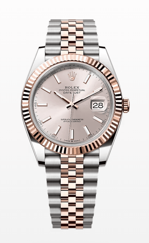 Rolex Datejust Sundust Dial Fluted Bezel Jubilee Bracelet 41mm Two-Tone Everose Gold and Stainless Steel