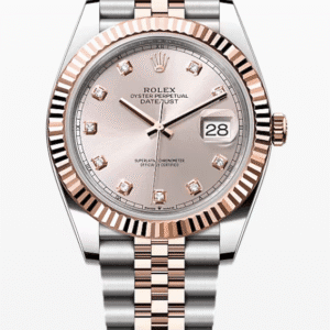 Rolex Datejust Sundust Dial with Diamond Markers Fluted Bezel Jubilee Bracelet 41mm Two-Tone Everose Gold and Stainless Steel