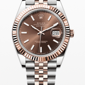 Rolex Datejust Chocolate Dial Fluted Bezel Jubilee Bracelet 41mm Two-Tone Everose Gold and Stainless Steel